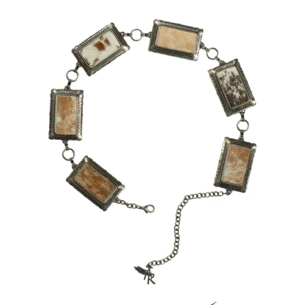 Women's Calf Hair Concho Chain Belt