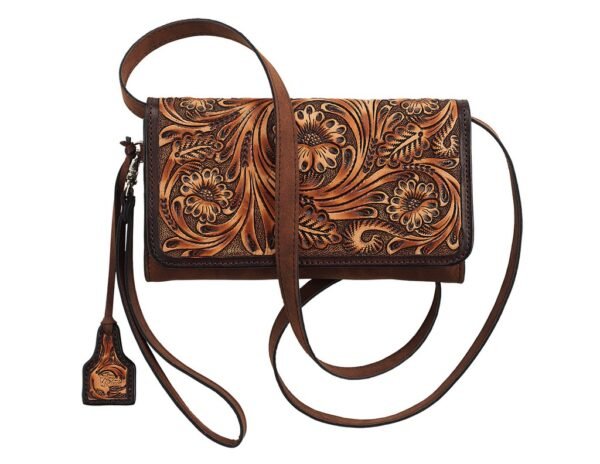 Lilah Floral Tooled Leather Crossbody Bag
