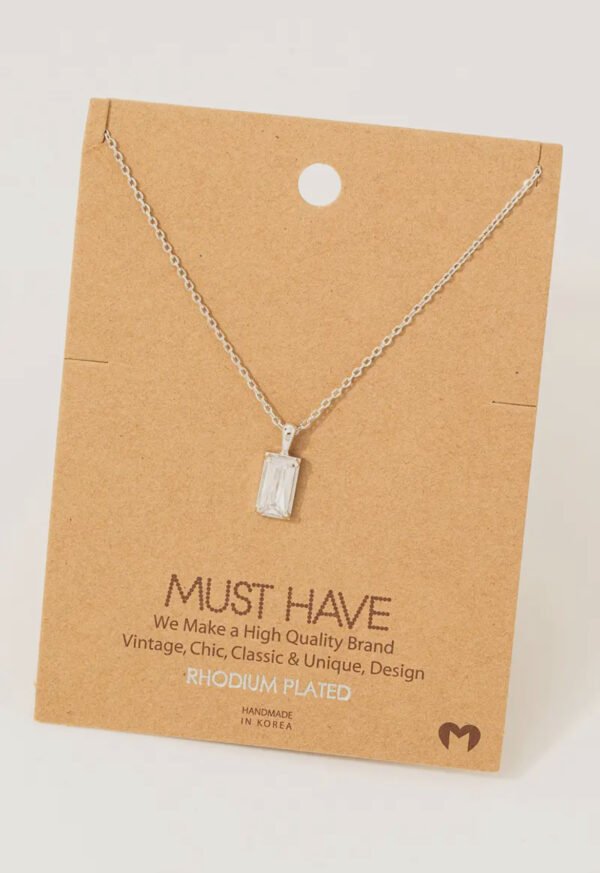 Baguette Drop Charm Necklace