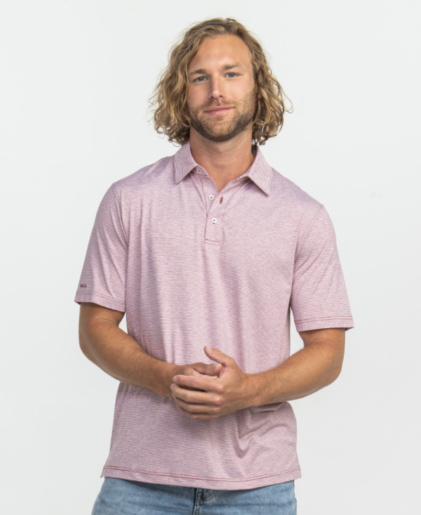 Heather Madison Stripe Polo / Red Zone