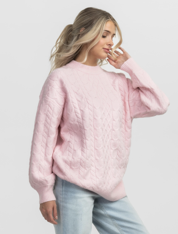 Comfy Cozy Cable Sweater / Pink Mist - Image 2