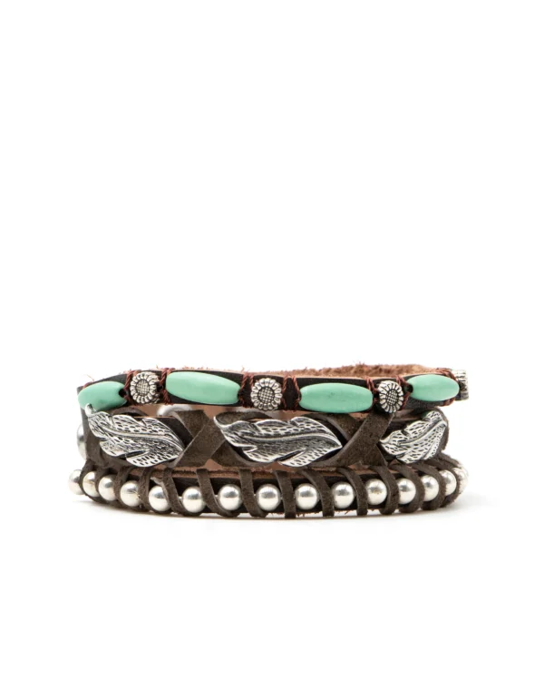 Brown Cuff W/ 3Straps & Leaves - Image 2