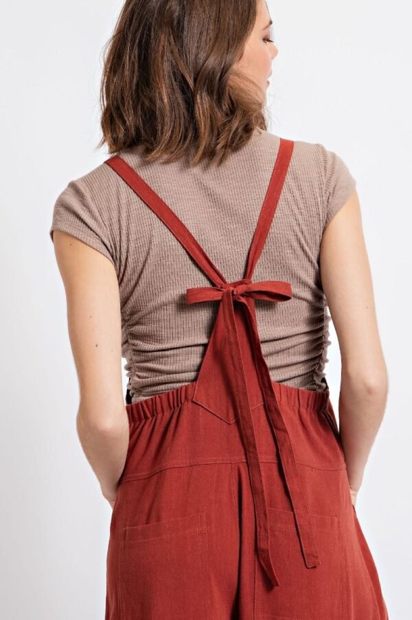 Textured Poly Linen Wideleg Jumpsuit - Image 2