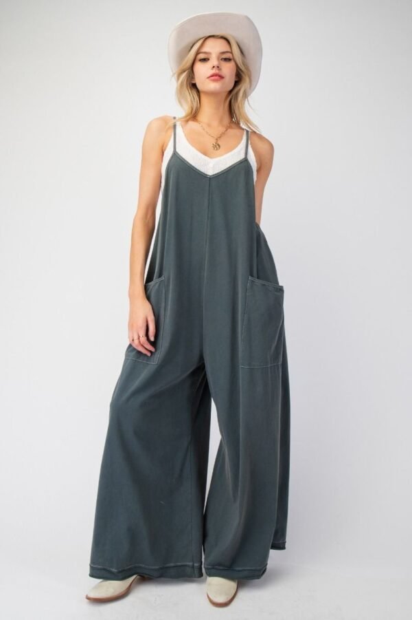 Wide Leg Mineral Washed Jumpsuit - Image 2