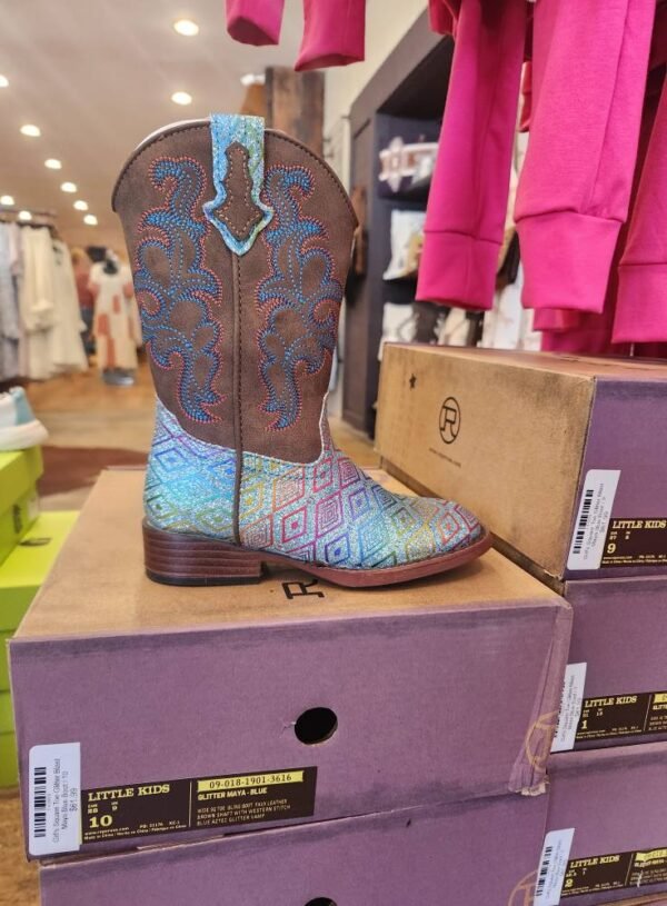 Girl's Square Toe Glitter Blast Maya Blue Boot - Image 2