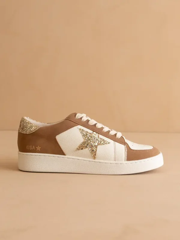 The Liberty - Camel Glitter Star Sneaker