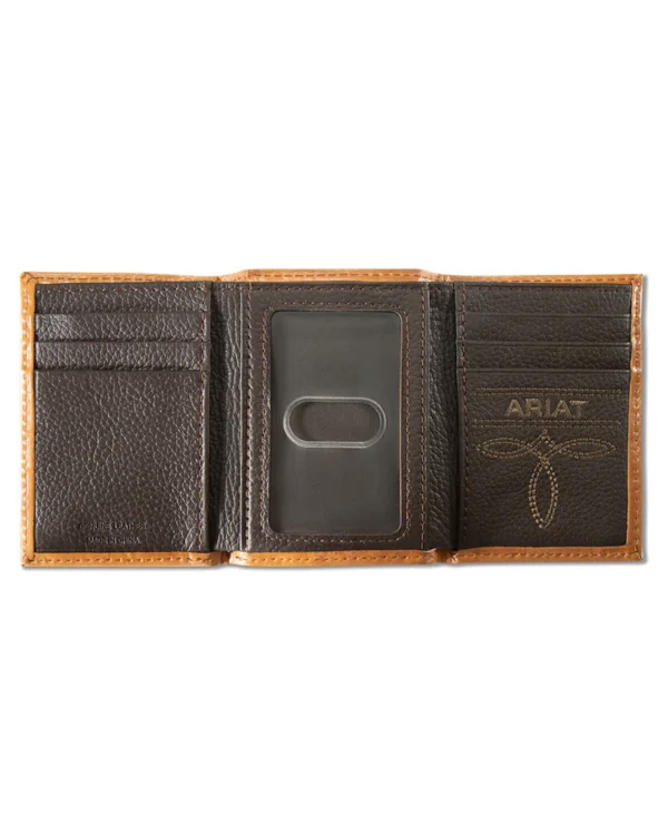 Basketweave Floral Trifold Wallet - Image 2