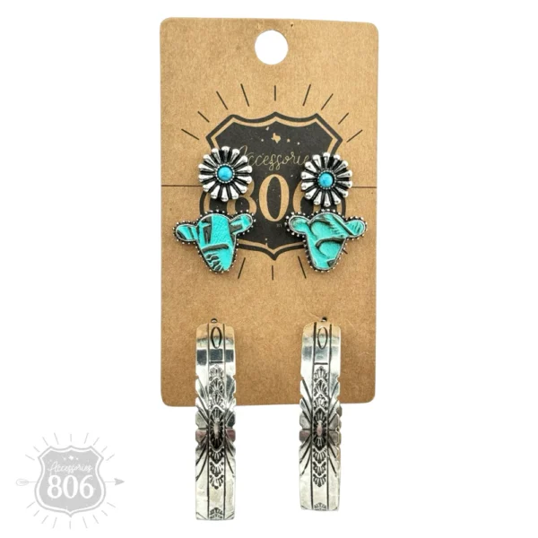 Western Hoop Earring Set
