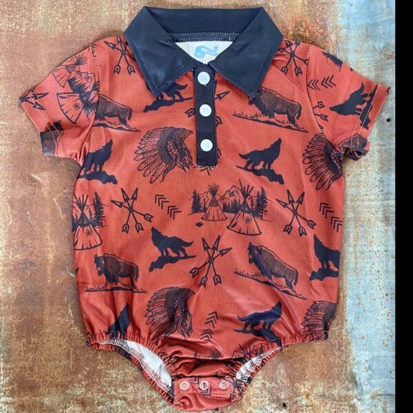Boys Romper Indian Maroon Print