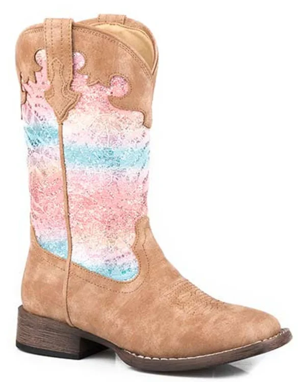 Girl's Square Toe Glitter Lace Boot