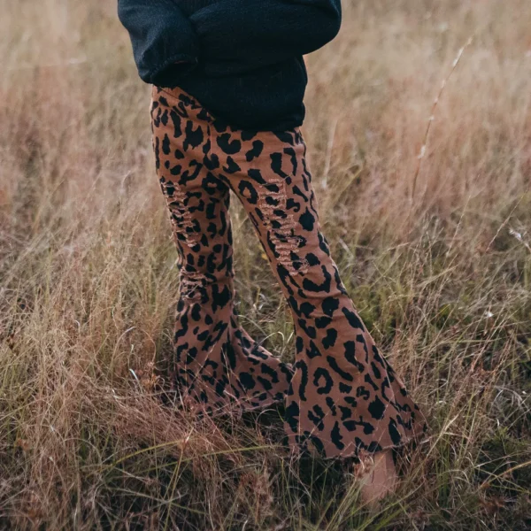 Leopard Denim Flare Pants - Image 3
