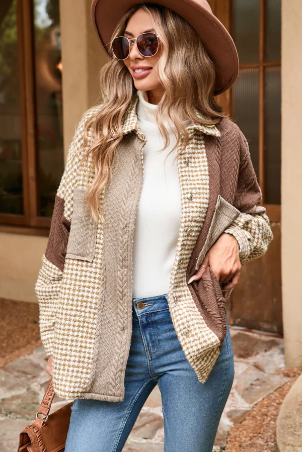 Houndstooth Color Contrast Shacket - Image 2