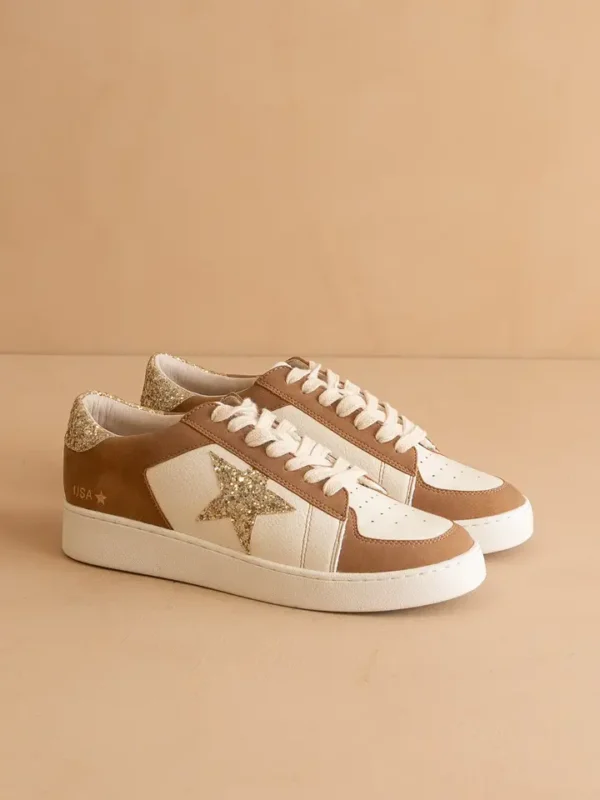The Liberty - Camel Glitter Star Sneaker - Image 3