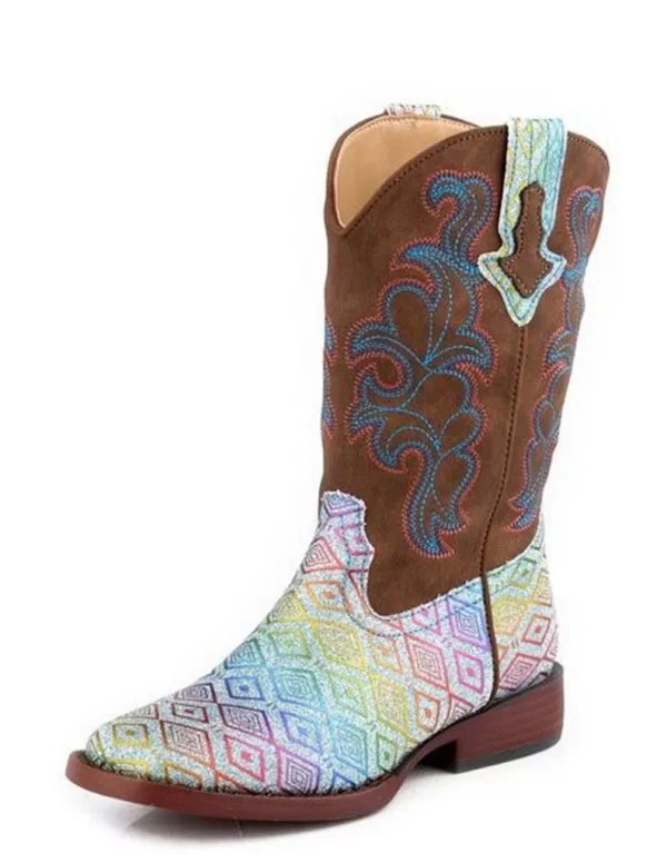 Girl's Square Toe Glitter Blast Maya Blue Boot