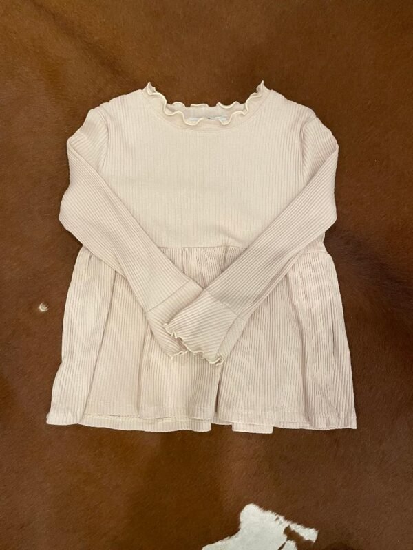 Ecru Long Sleeve Ribbed Shirt