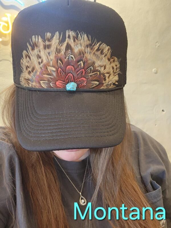Western Feather Trucker Hat Retro - Image 2