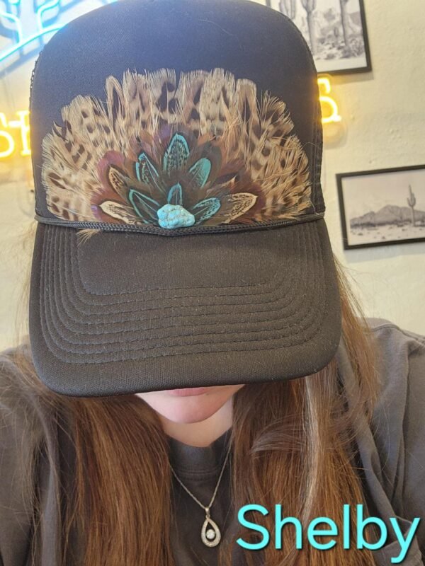Western Feather Trucker Hat Retro - Image 4