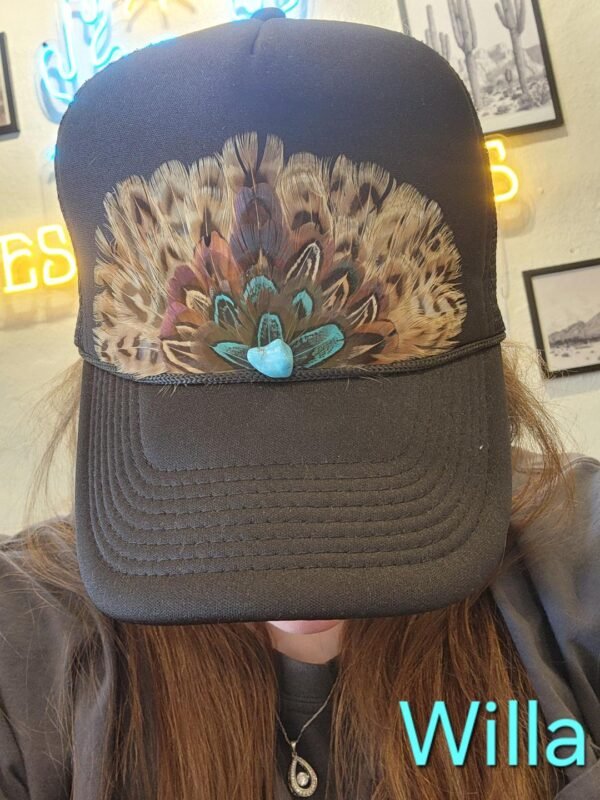 Western Feather Trucker Hat Retro - Image 6